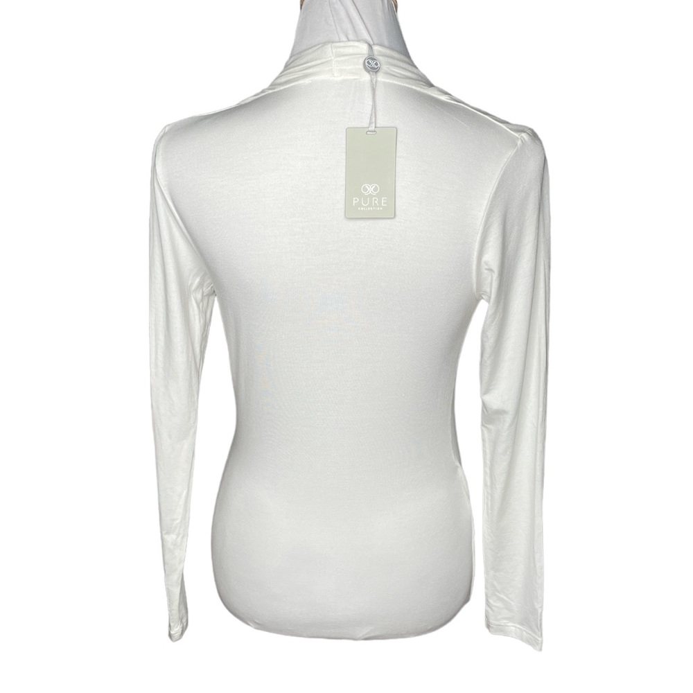 Pure Collection Soft Jersey Wrap Long Sleeve Modal Top White Size 4 - Picture 2 of 9